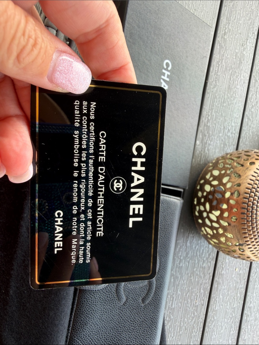 Authentic CHANEL Black Pebbled Leather Wallet with Embossed CC (with chain) - Picture 3 of 11